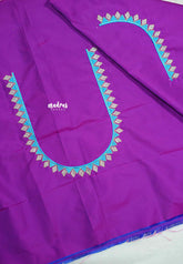 Dual shade Magenta - Mayuri - 1 mtr Silk Cotton Embroidered Blouse Piece – Rajasthani Woman Motif